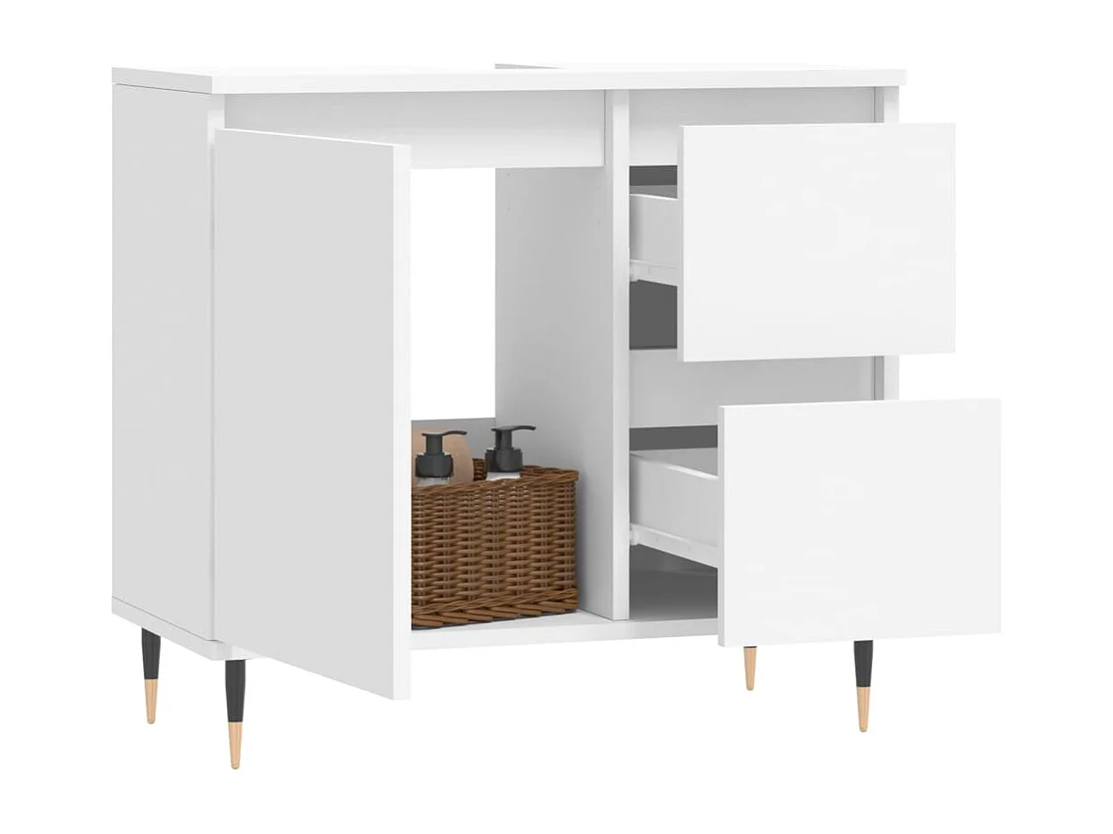 Armario de baño madera contrachapada blanco 65x33x60 cm