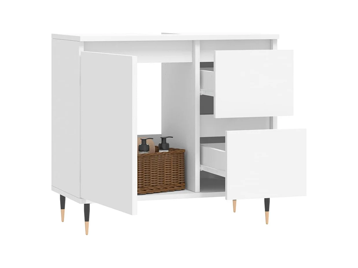 Armoire de salle de bain blanc 65x33x60 cm bois d'ingénierie