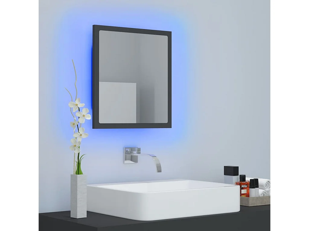 Miroir à LED de salle de bain Gris 40x8,5x37 cm Acrylique