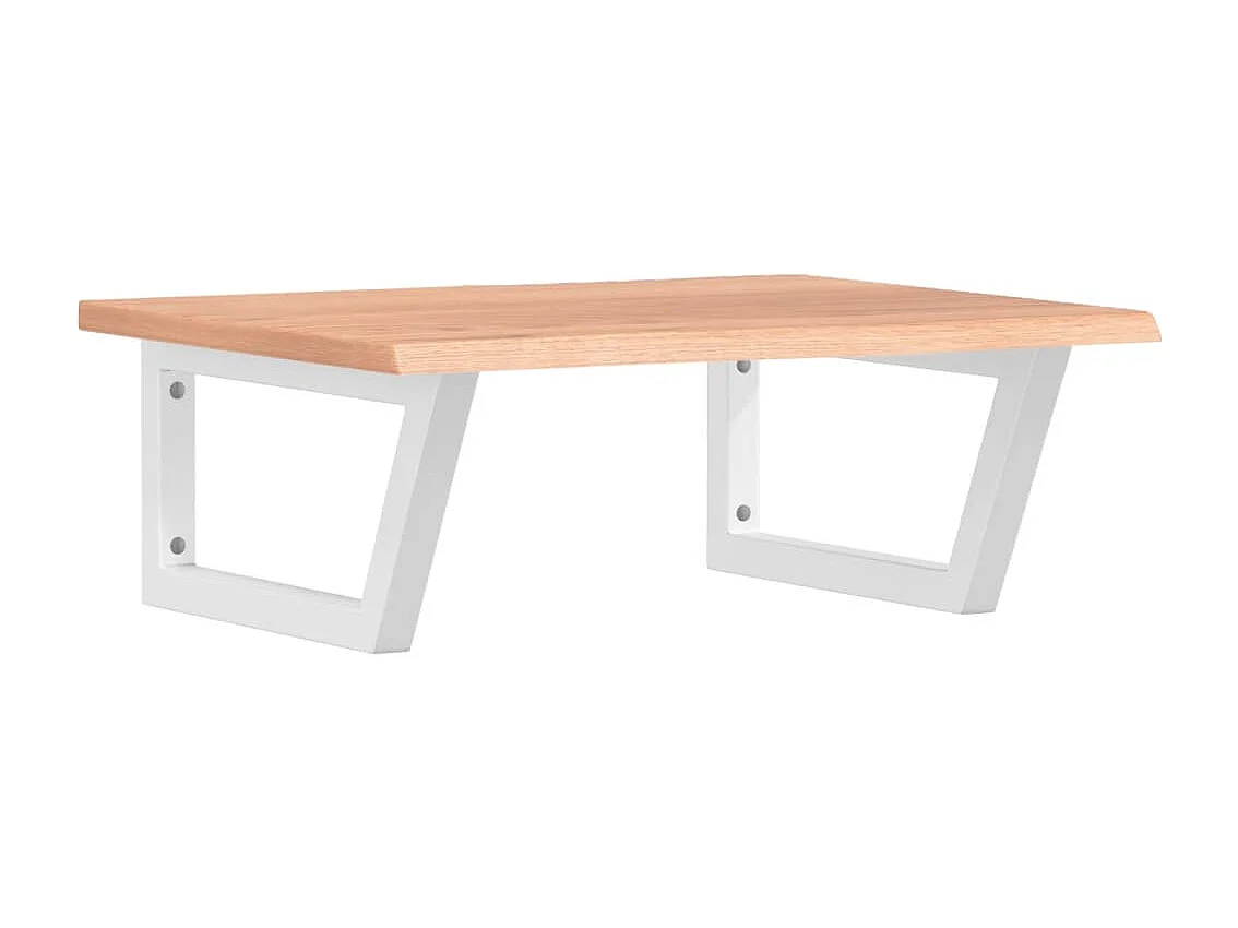 Estante de lavabo de pared de acero y madera maciza de roble