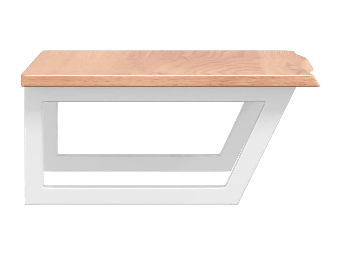 Estante de lavabo de pared de acero y madera maciza de roble