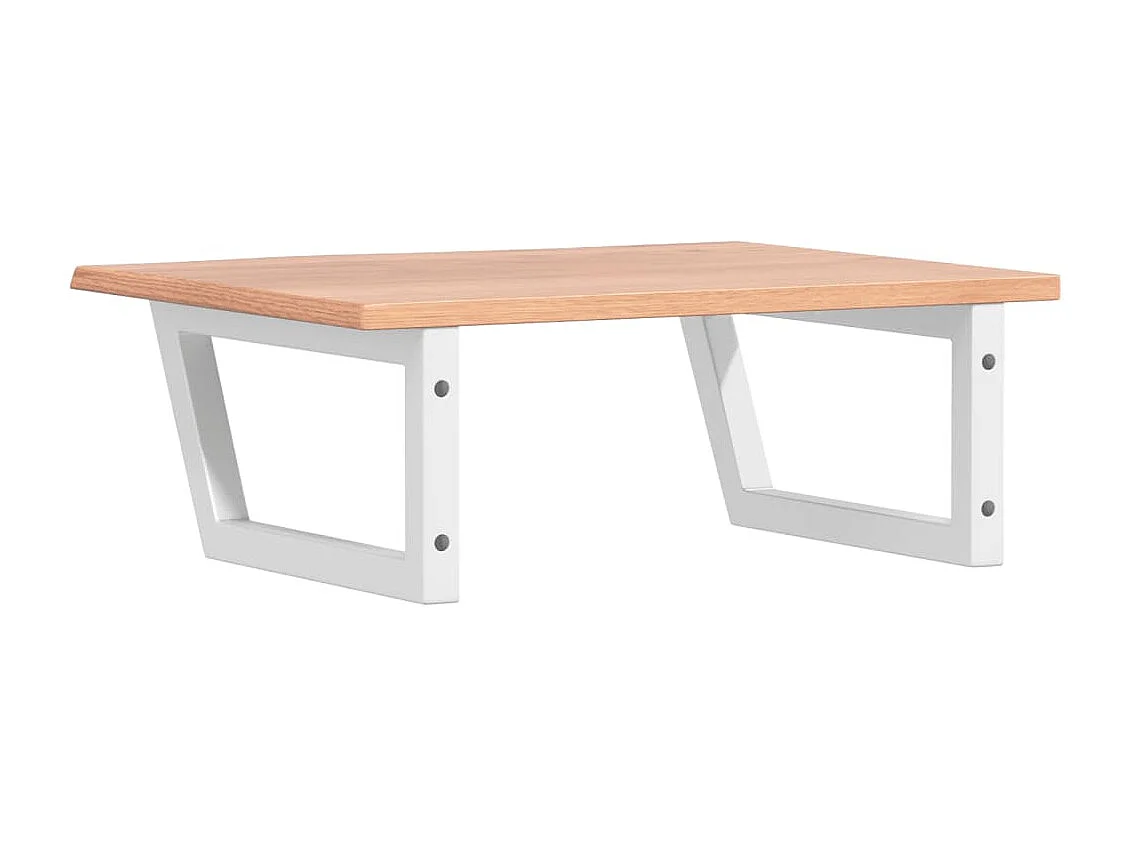 Estante de lavabo de pared de acero y madera maciza de roble