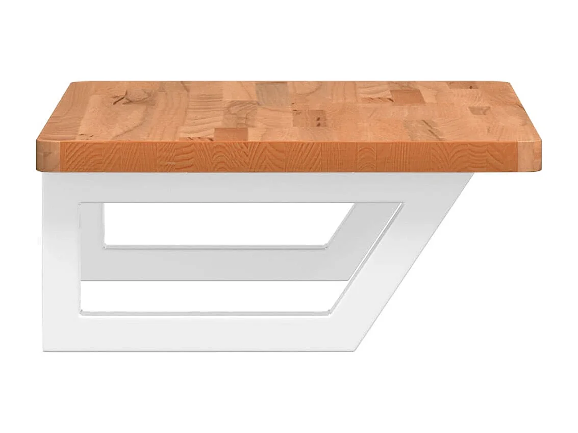 Ripiano a Parete per Lavabo in Acciaio e Massello di Faggio