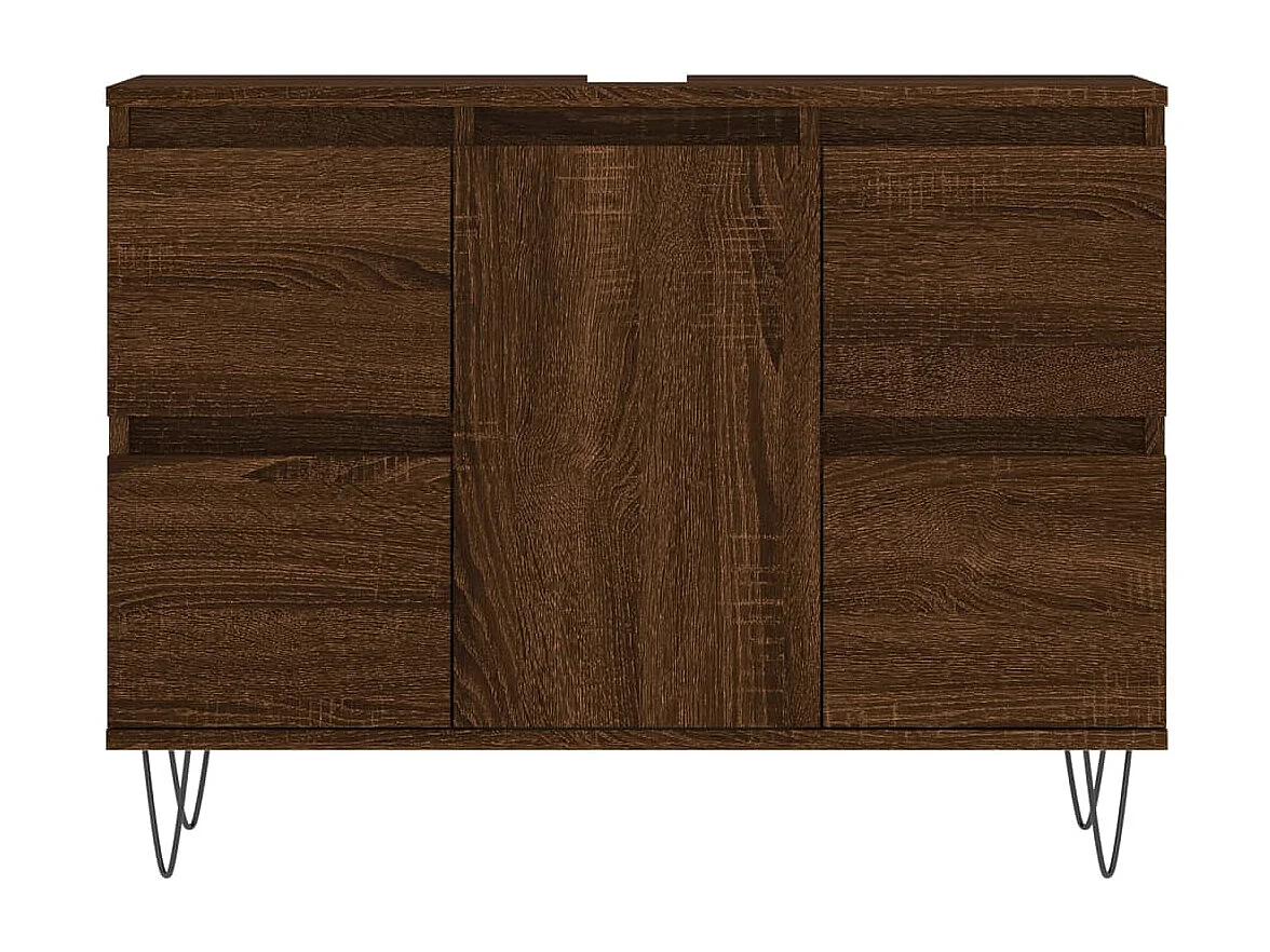 Armadietto Bagno Rovere Marrone 80x33x60cm in Legno Multistrato