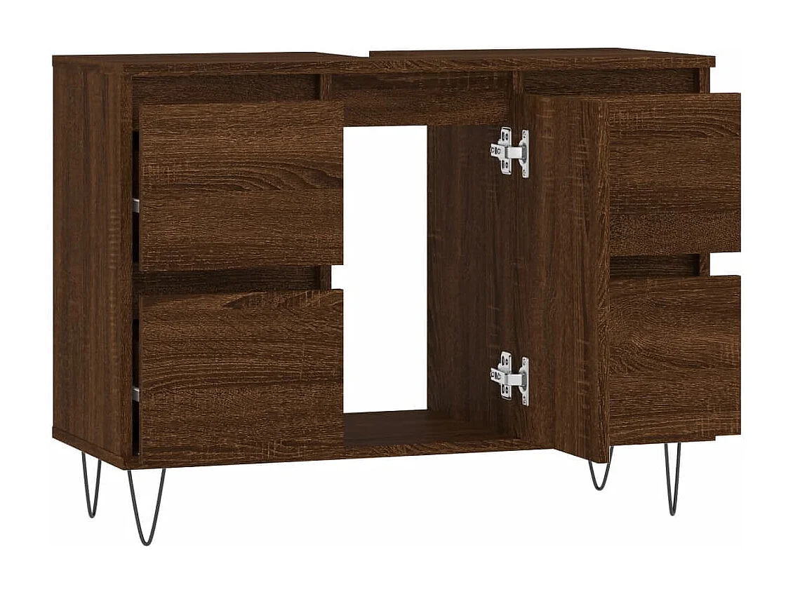 Armadietto Bagno Rovere Marrone 80x33x60cm in Legno Multistrato