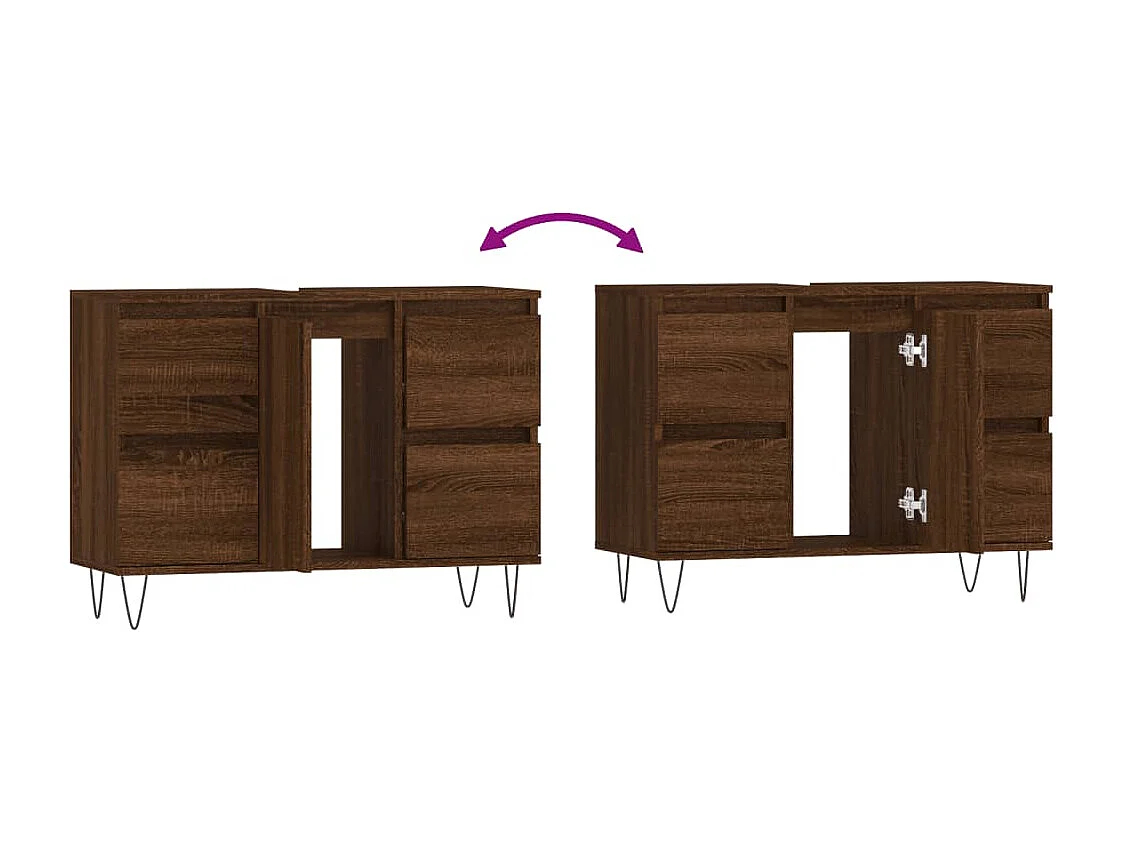 Armadietto Bagno Rovere Marrone 80x33x60cm in Legno Multistrato