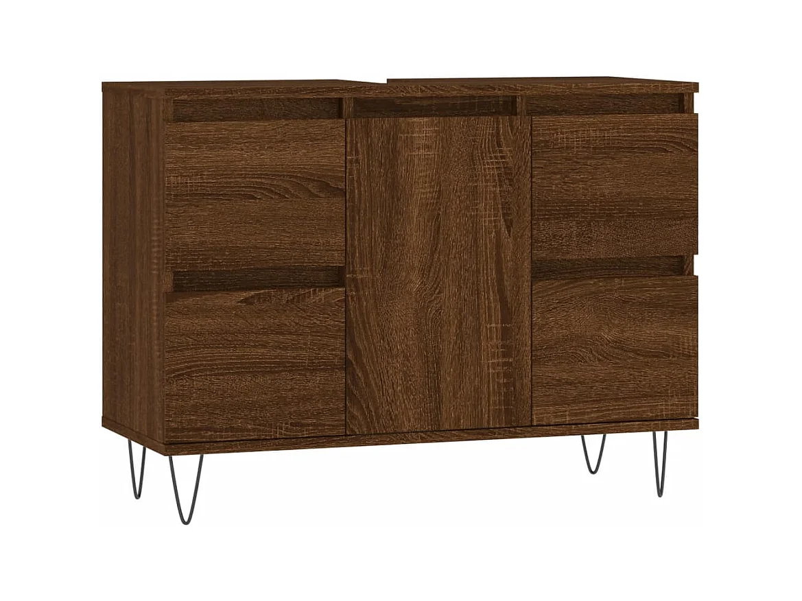 Armoire salle de bain chêne marron 80x33x60cm bois d'ingénierie
