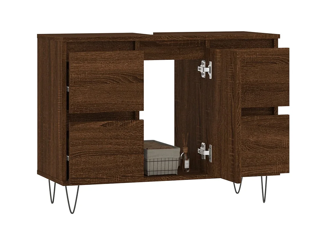 Armoire salle de bain chêne marron 80x33x60cm bois d'ingénierie