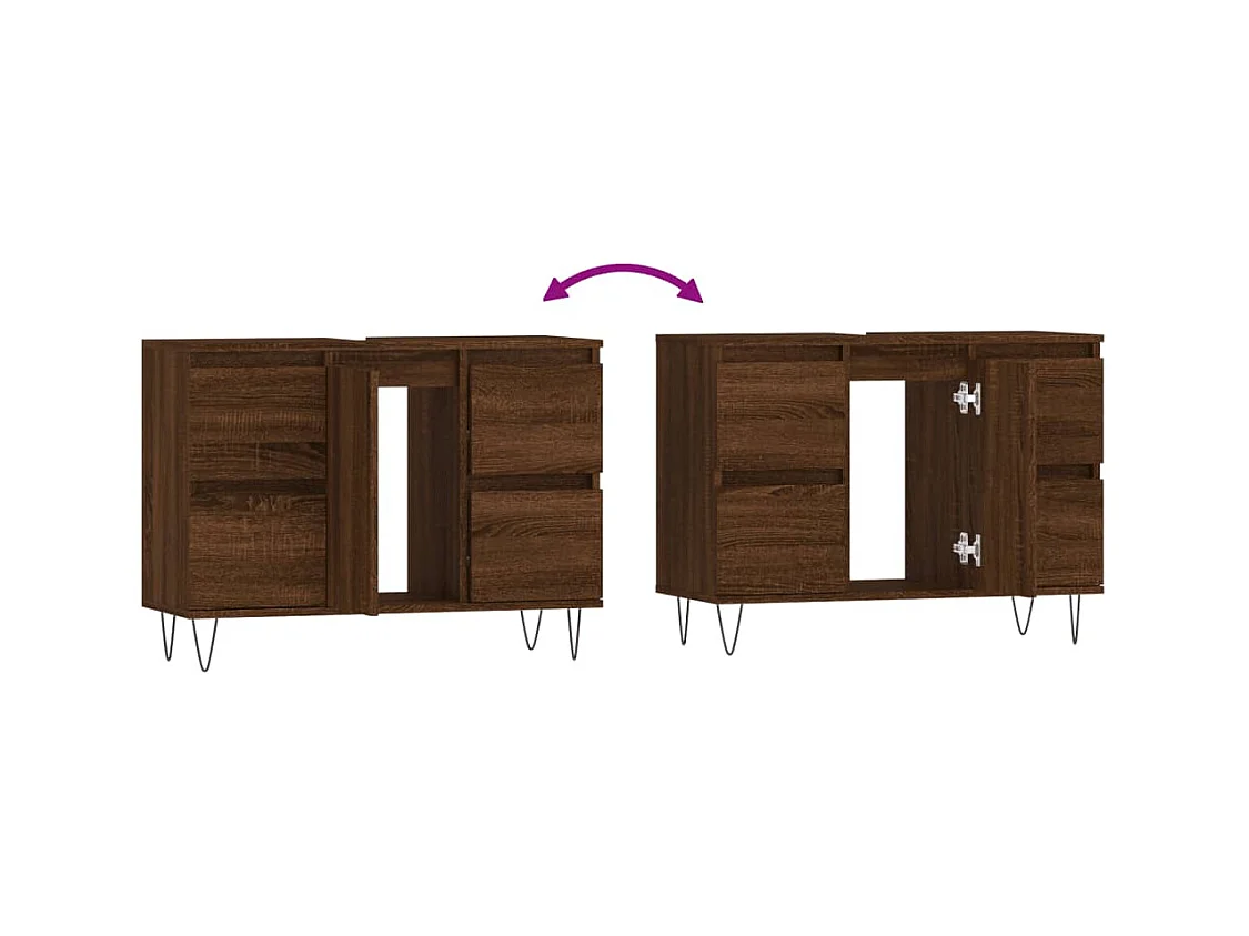 Armoire salle de bain chêne marron 80x33x60cm bois d'ingénierie