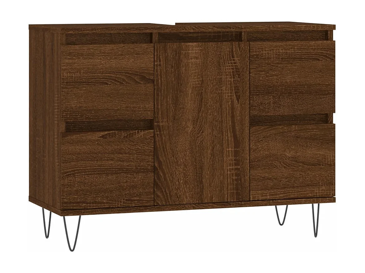 Armoire salle de bain chêne marron 80x33x60cm bois d'ingénierie