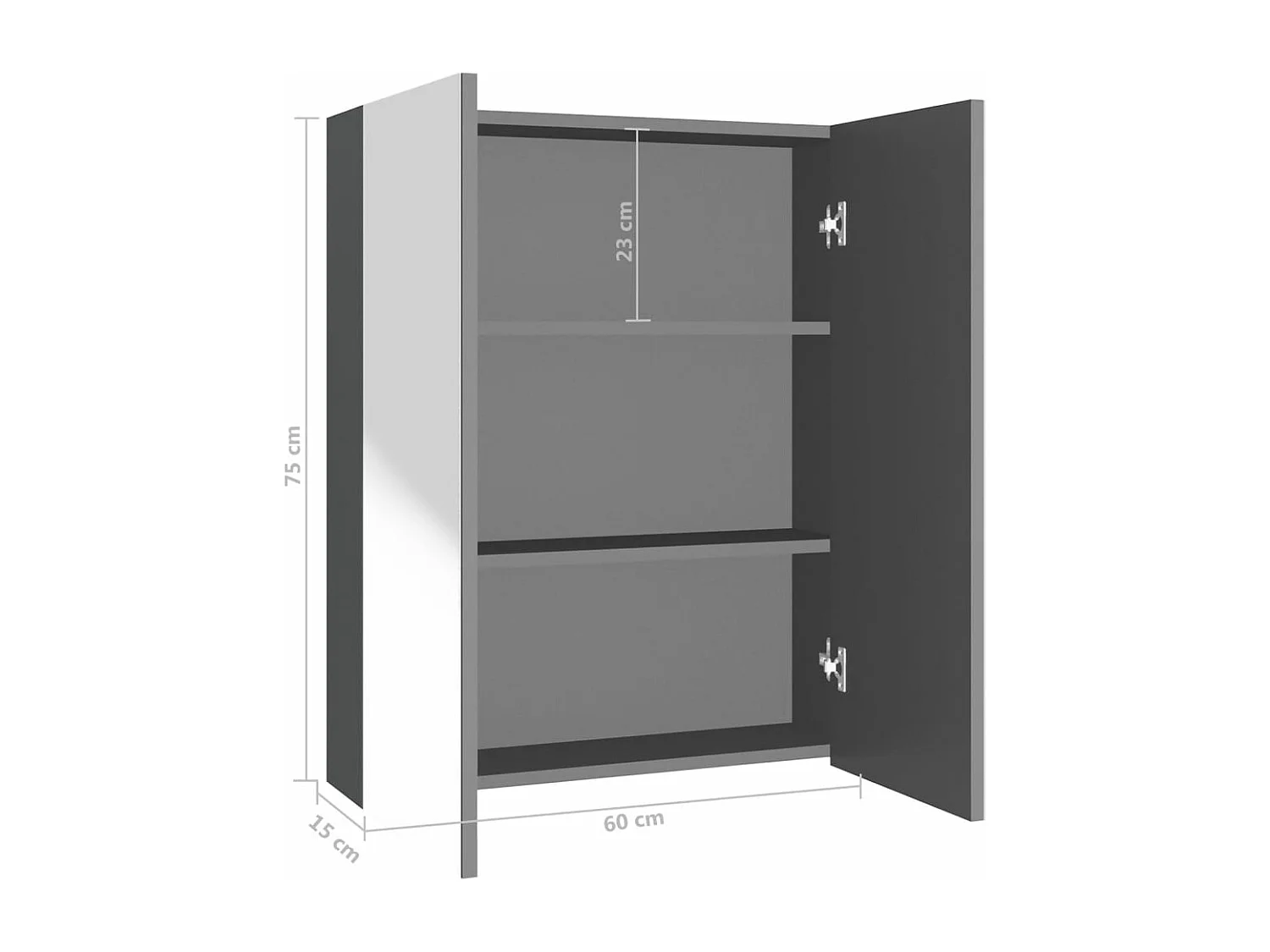 Armadietto a Specchio per Bagno 60x15x75 cm MDF Antracite