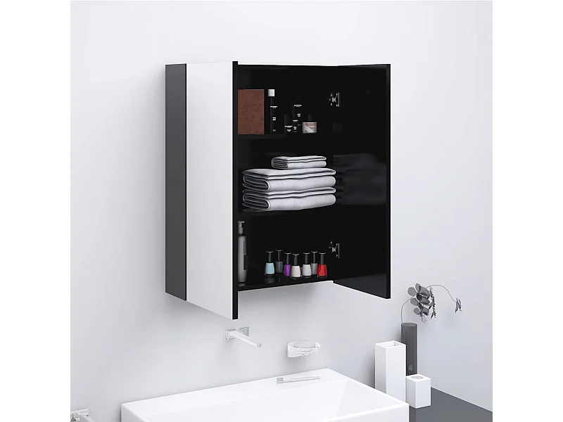 Armadietto a Specchio per Bagno 60x15x75 cm MDF Antracite