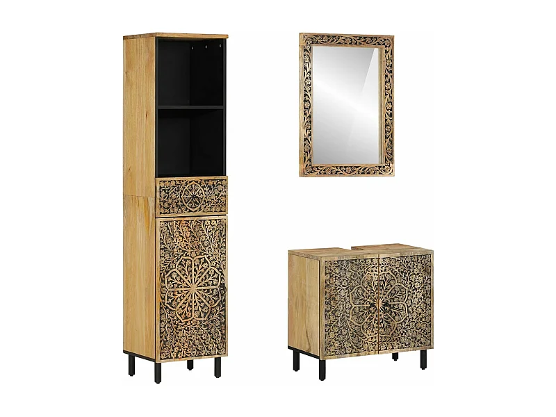 peças de conjunto de móveis de banheiro em madeira de mangueira maciça
