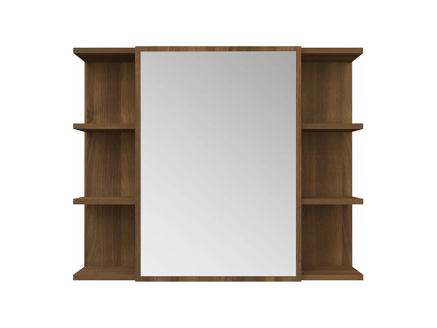 Mobile da Bagno Specchio in Rovere Marrone 80x20,5x64 cm Legno