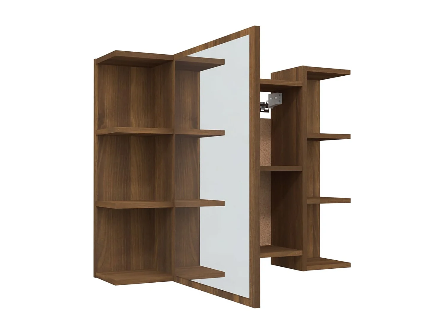 Mobile da Bagno Specchio in Rovere Marrone 80x20,5x64 cm Legno