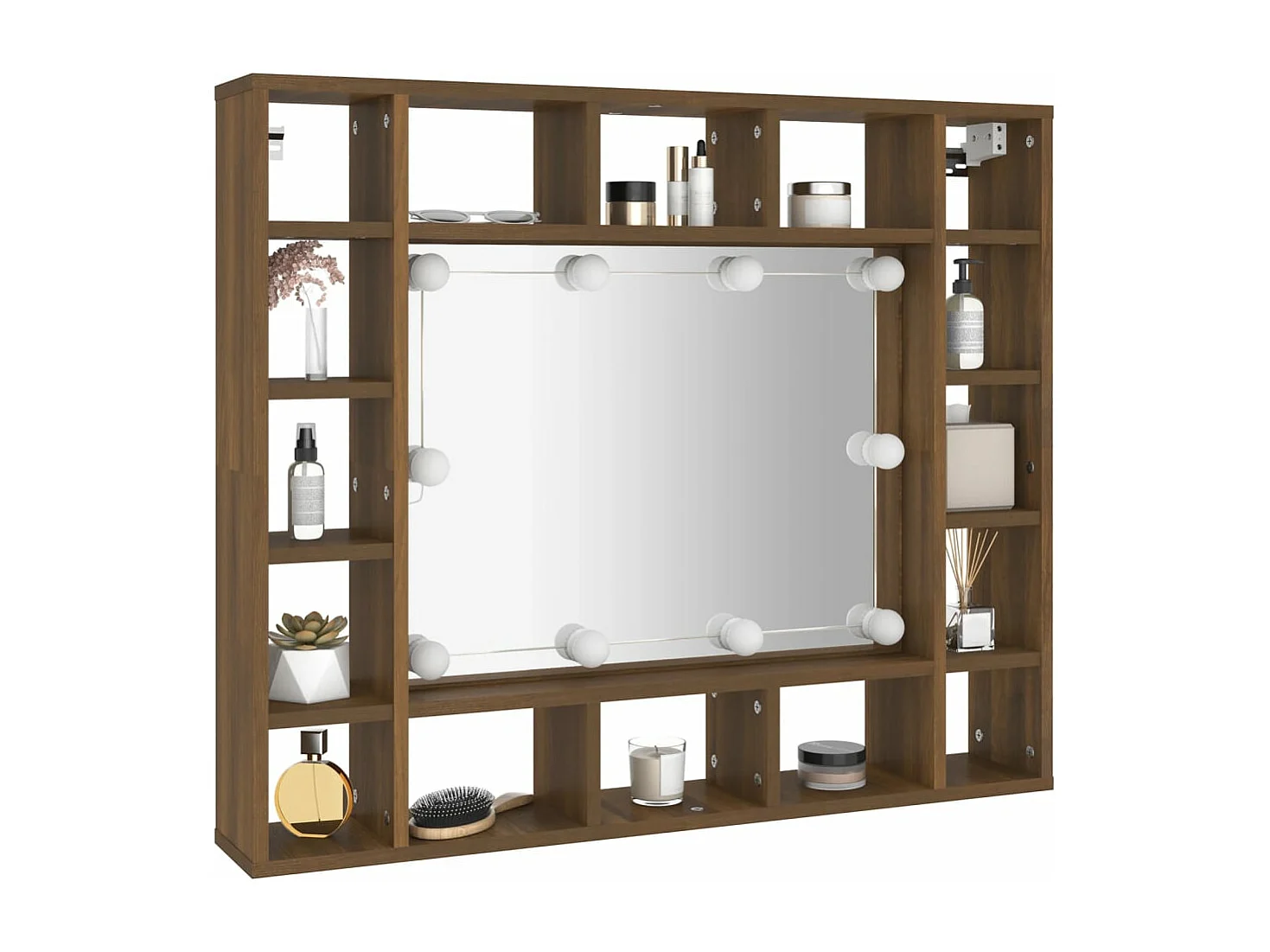 Armoire à miroir avec LED Chêne marron 91x15x76,5 cm