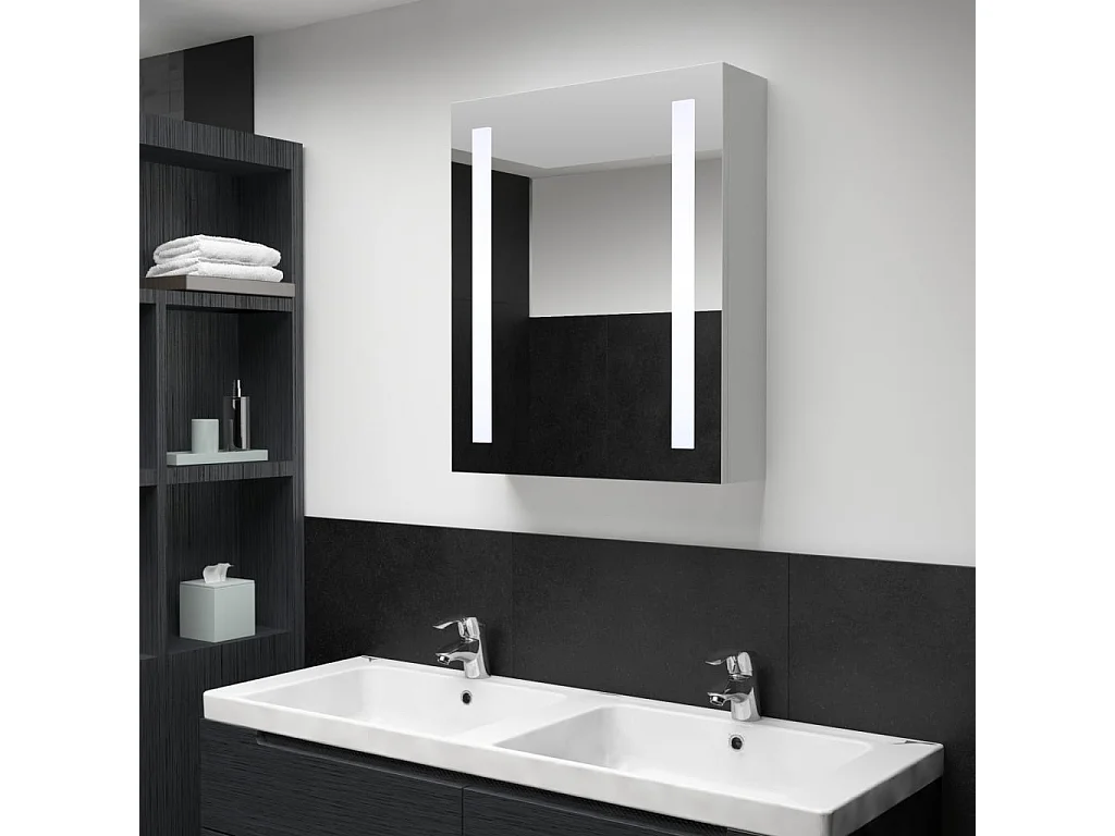Armadietto Bagno con Specchio e LED 50x13x70 cm