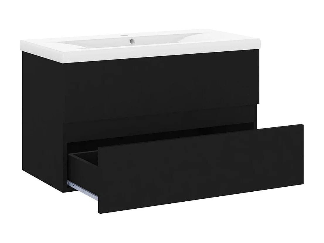 Mueble con lavabo madera de ingeniería negro