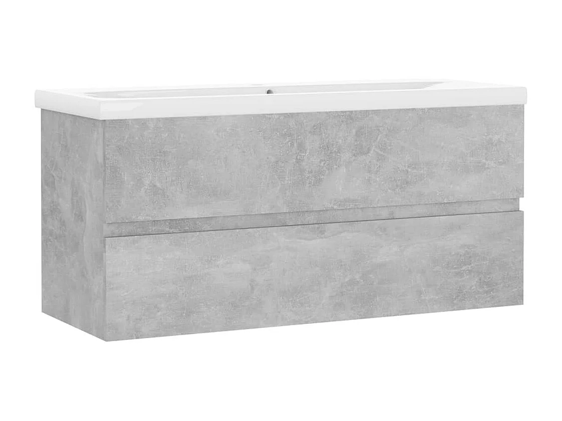 Armoire d'évier avec lavabo intégré Gris béton Aggloméré