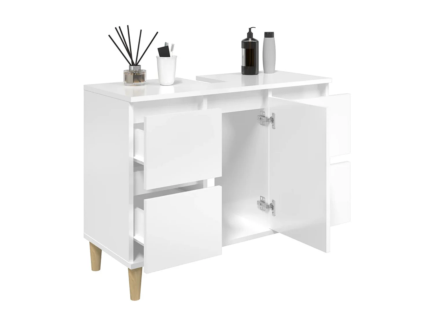 Waschbeckenunterschrank Hochglanz-Weiß 80x33x60cm Holzwerkstoff