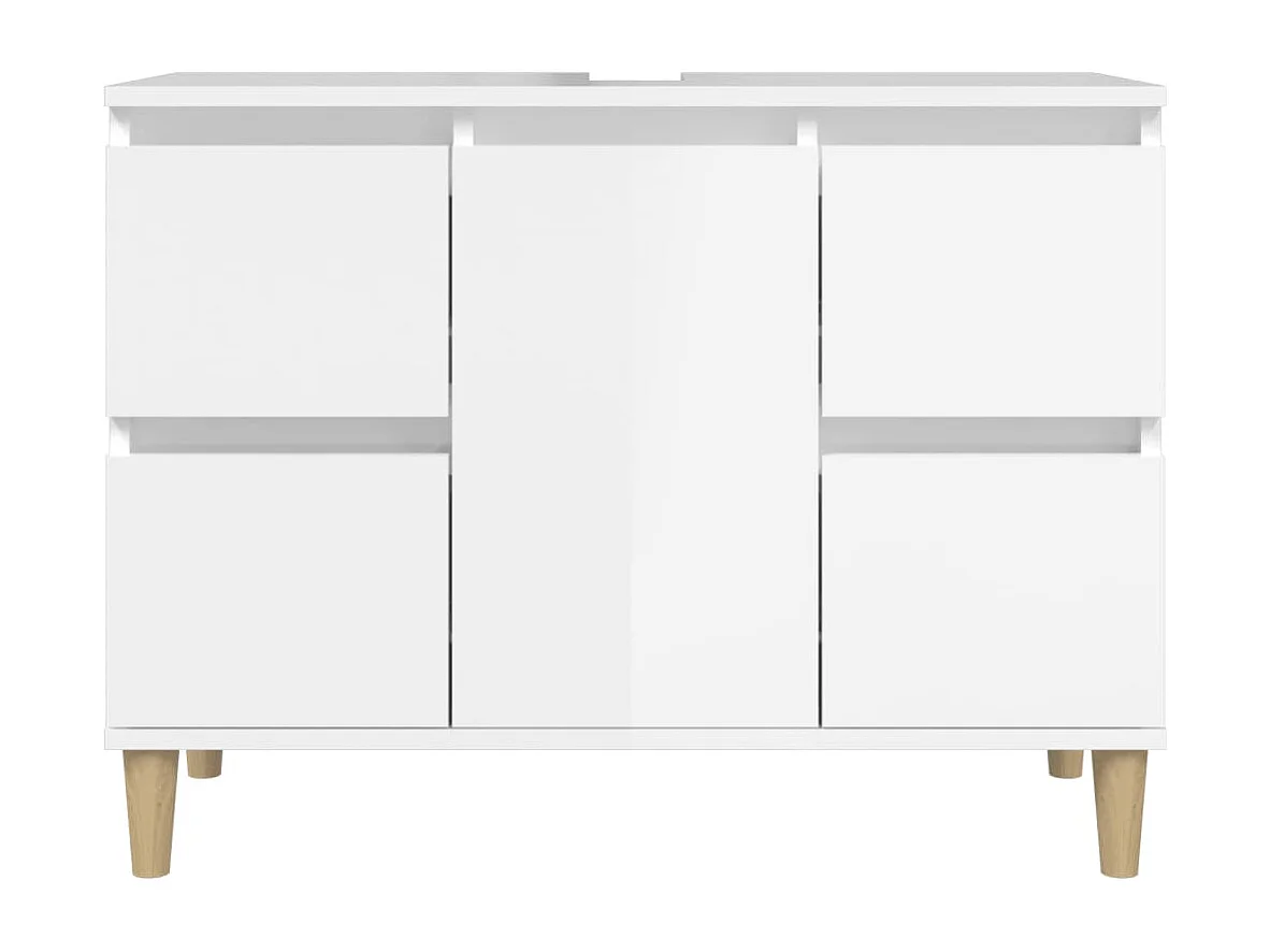 Waschbeckenunterschrank Hochglanz-Weiß 80x33x60cm Holzwerkstoff