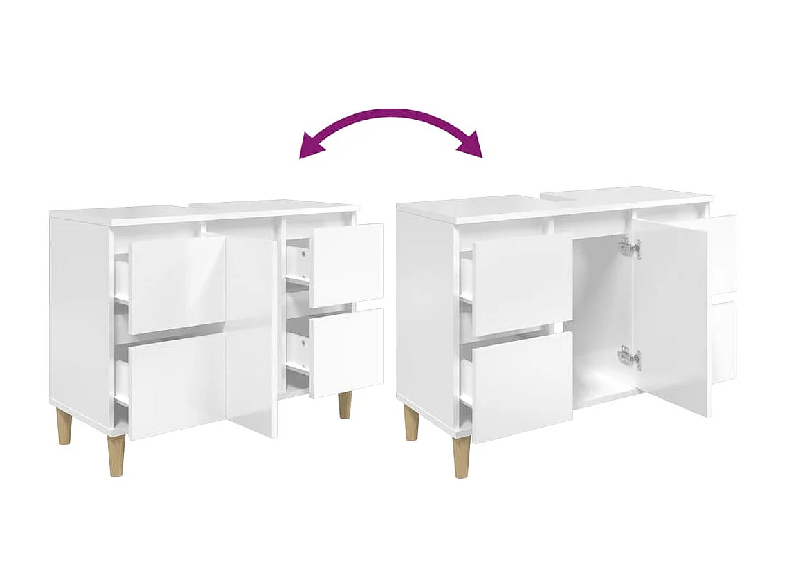 Waschbeckenunterschrank Hochglanz-Weiß 80x33x60cm Holzwerkstoff