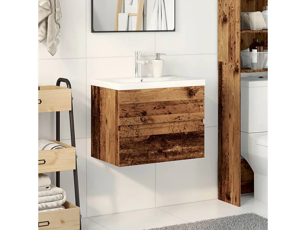 Meuble avec vasque intégrée vieux bois 61x39,5x49 cm