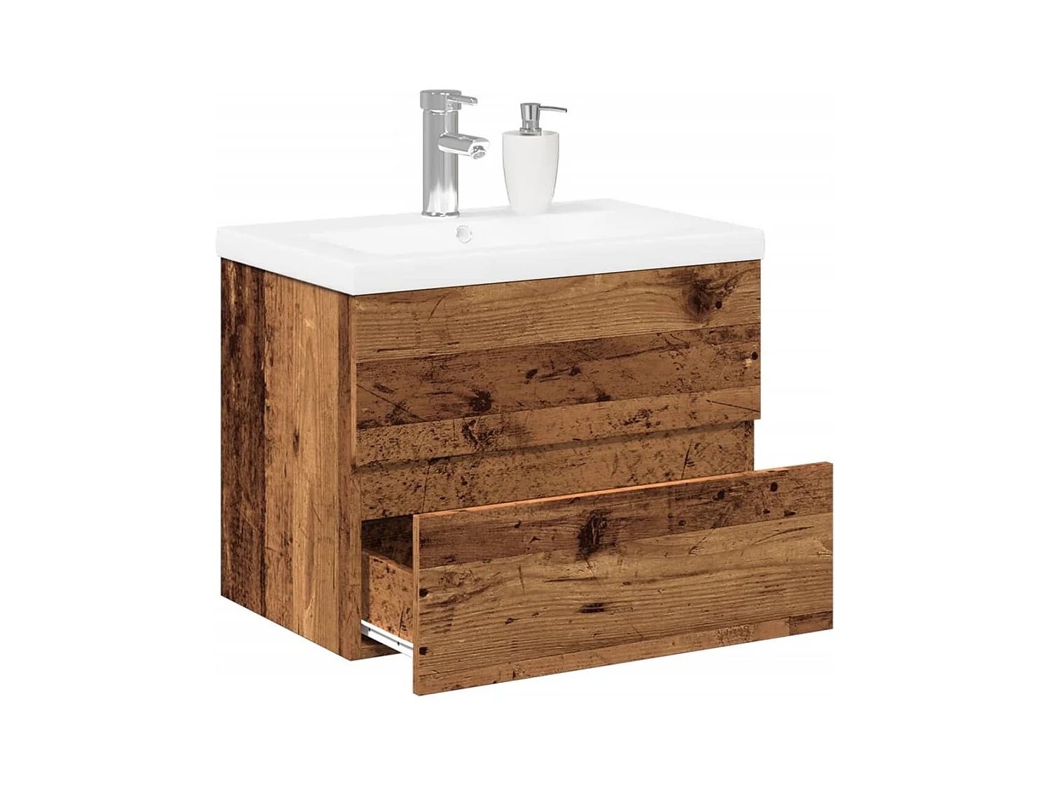 Meuble avec vasque intégrée vieux bois 61x39,5x49 cm