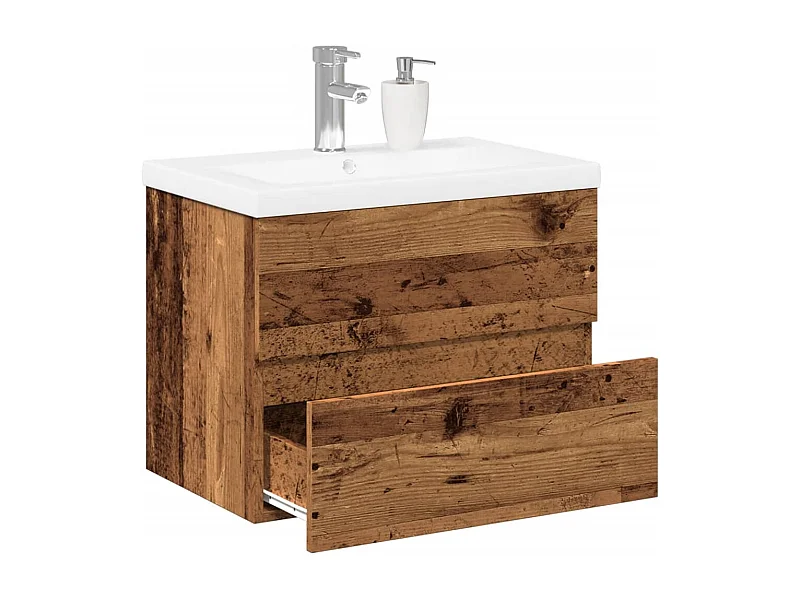 Mobile Bagno con Lavabo Integrato Legno Antico 61x39,5x49 cm
