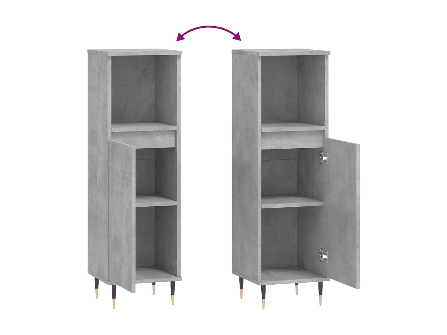 Armoire de salle de bain gris béton 30x30x100 cm