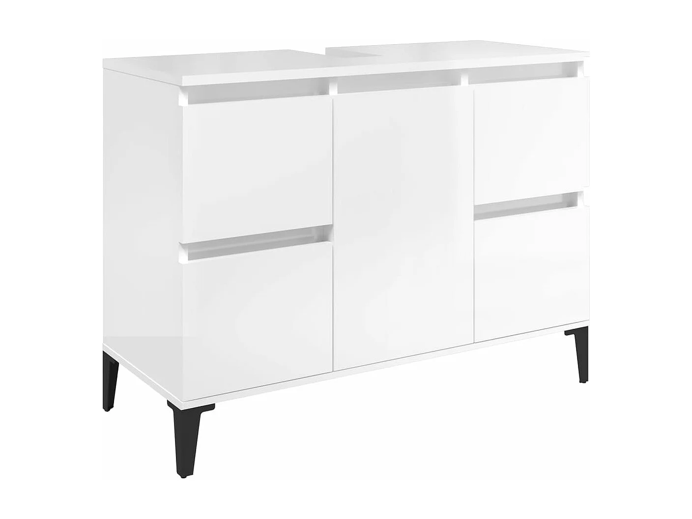 Waschbeckenunterschrank Hochglanz-Weiß 80x33x60cm Holzwerkstoff