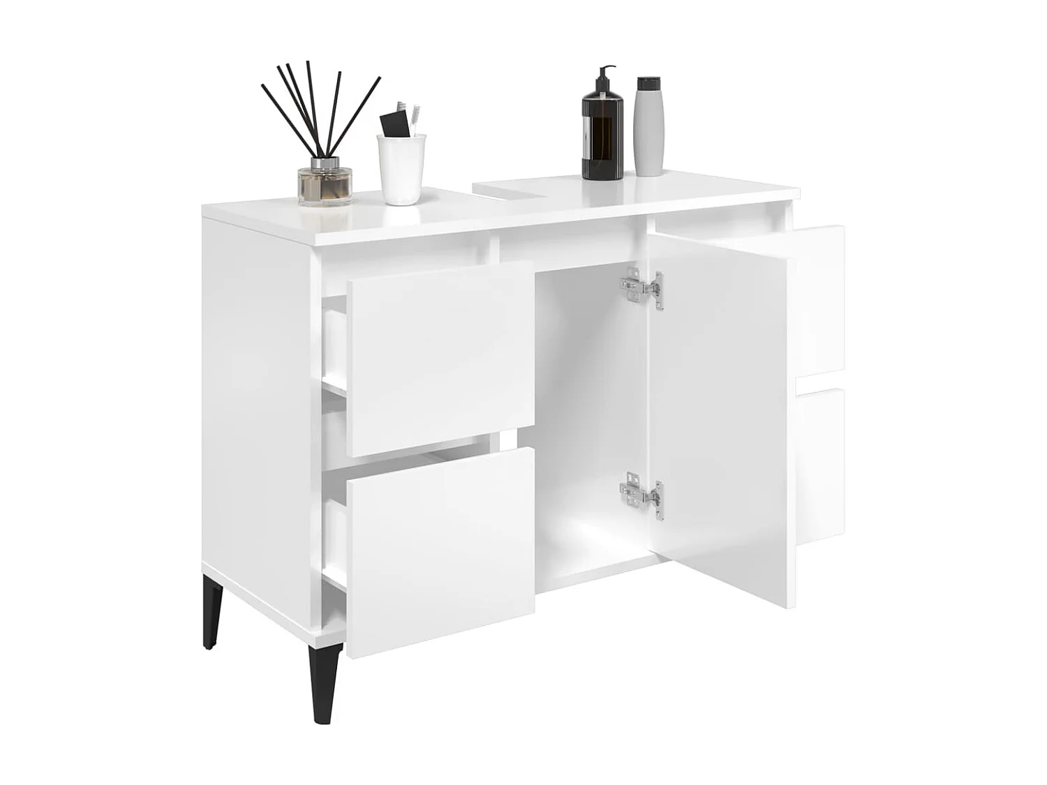 Waschbeckenunterschrank Hochglanz-Weiß 80x33x60cm Holzwerkstoff