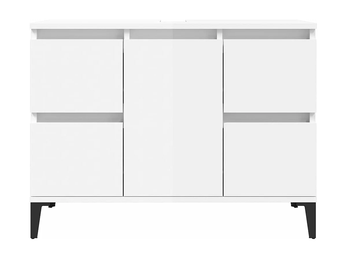 Waschbeckenunterschrank Hochglanz-Weiß 80x33x60cm Holzwerkstoff