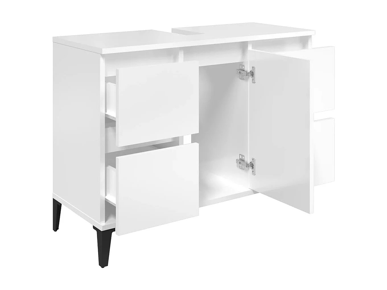 Waschbeckenunterschrank Hochglanz-Weiß 80x33x60cm Holzwerkstoff