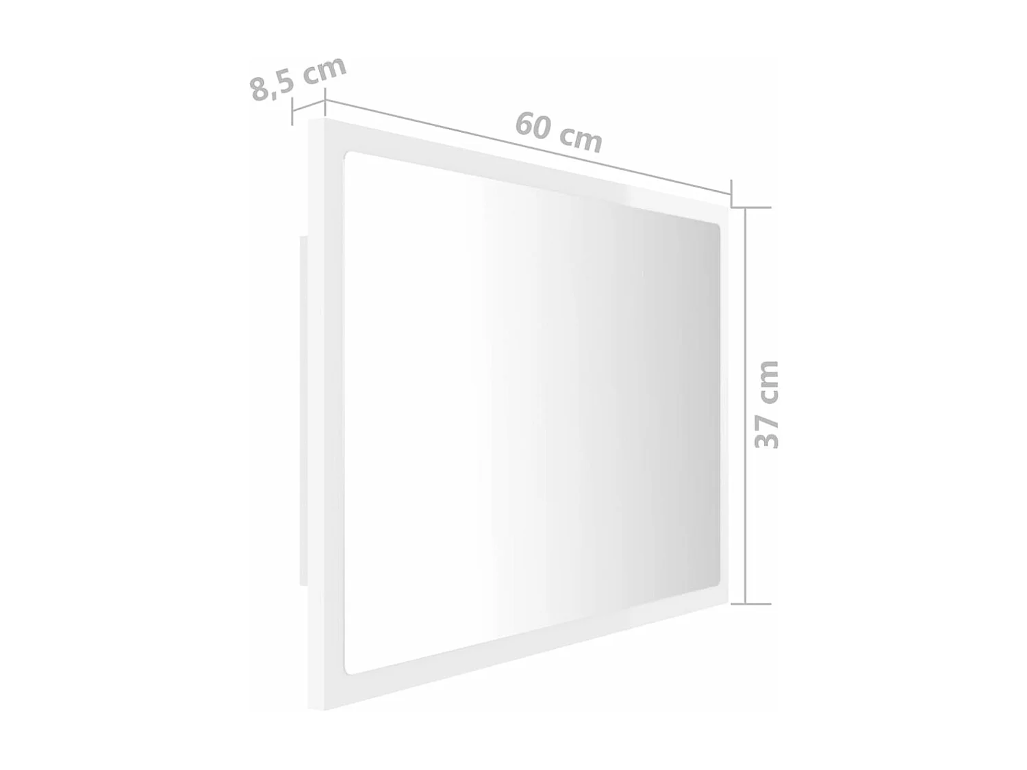 Miroir à LED de bain Blanc brillant 60x8,5x37 cm Acrylique