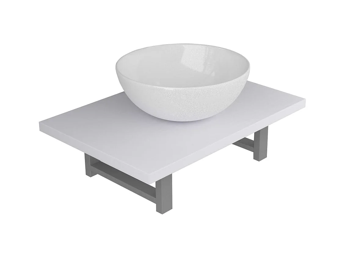 Mobile da bagno due pezzi in Ceramica Bianca