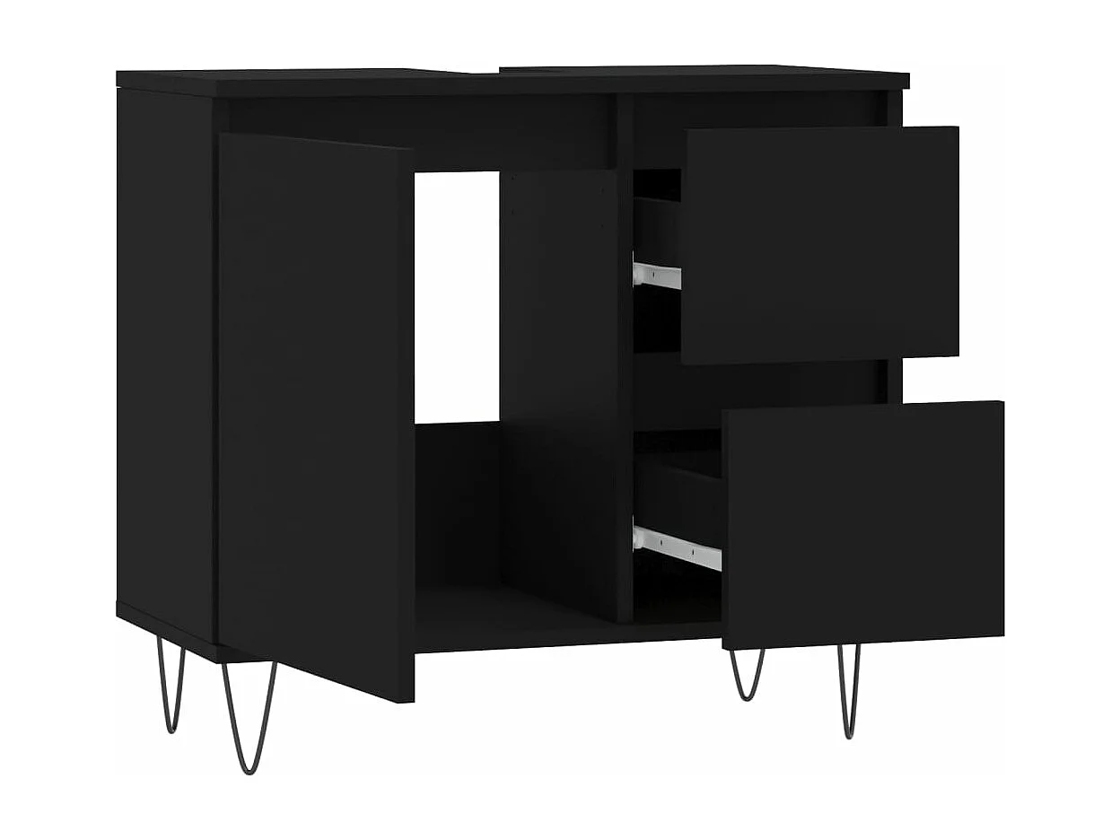 Armoire de salle de bain noir 65x33x60 cm bois d'ingénierie