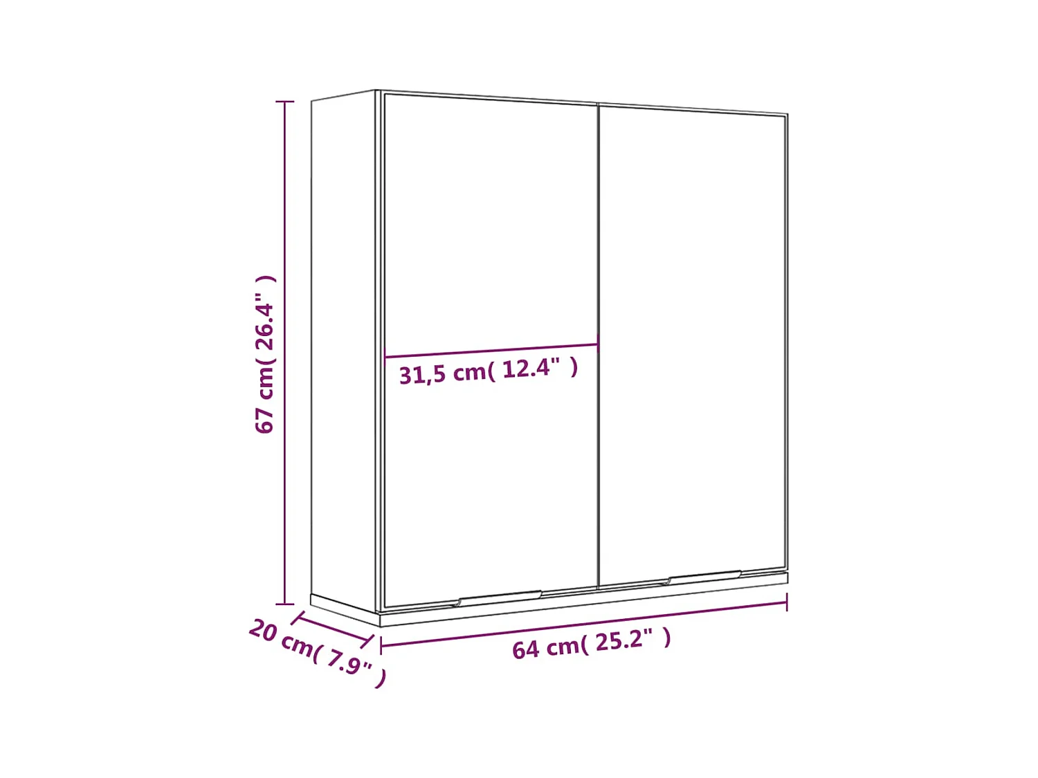 Armoire à miroir de salle de bain Gris béton 64x20x67 cm