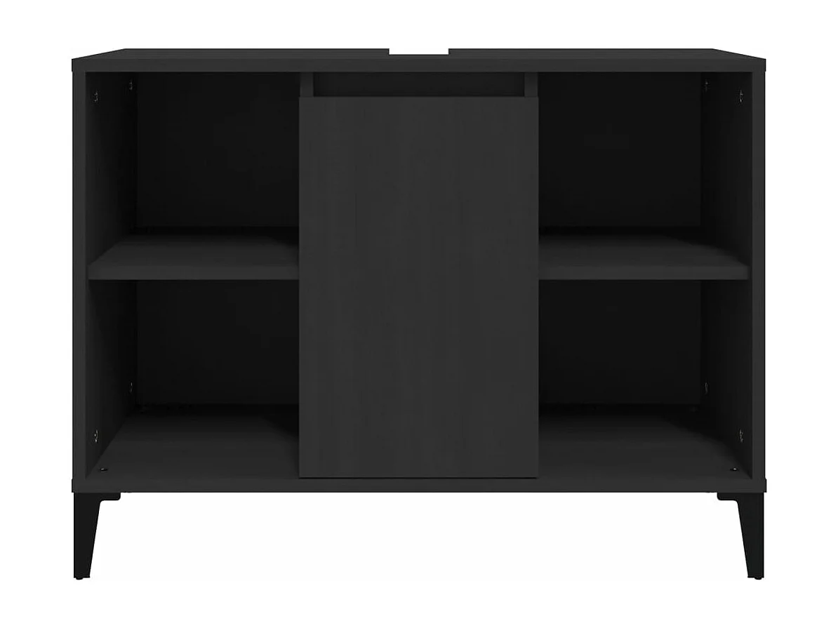 Meuble d'évier noir 80x33x60 cm bois d'ingénierie