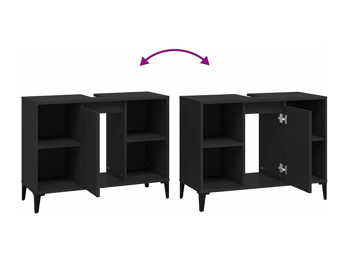 Meuble d'évier noir 80x33x60 cm bois d'ingénierie