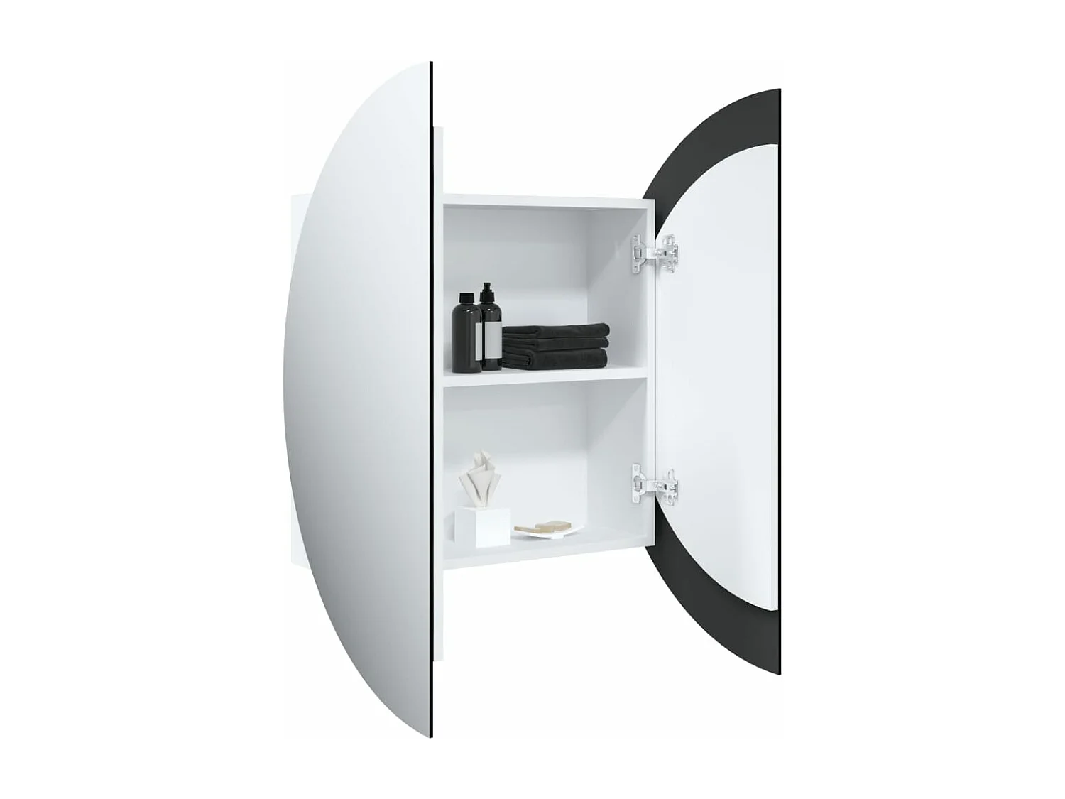 Armoire de salle de bain miroir rond et LED Blanc 54x54x17,5 cm
