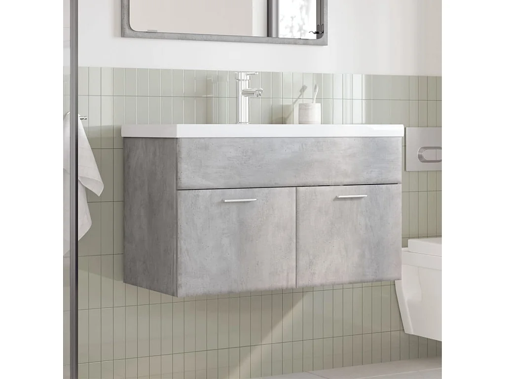 Armoire lavabo de salle de bain avec bassin intégré gris béton