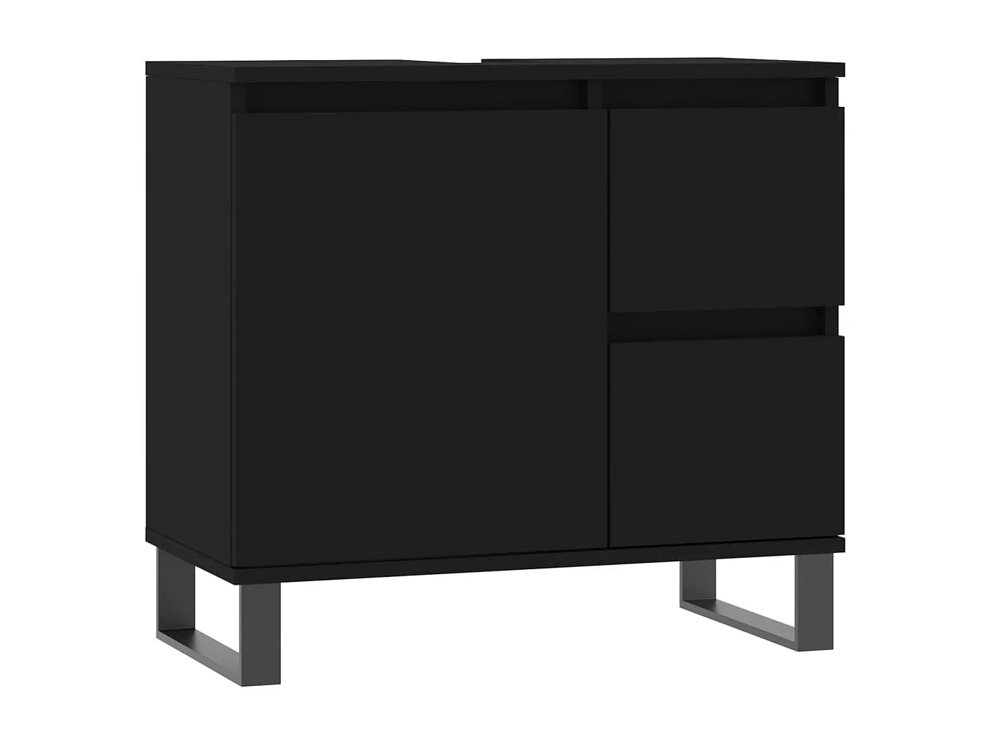 Armoire de salle de bain noir 65x33x60 cm bois d'ingénierie