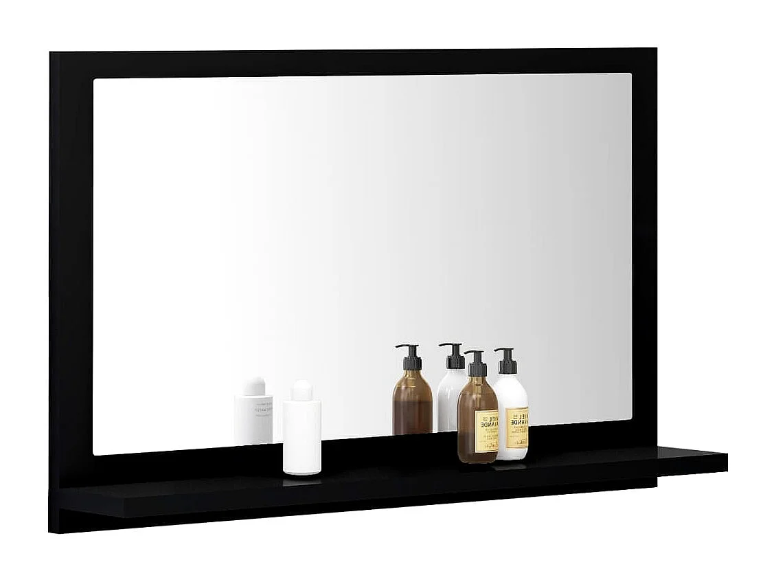 Specchio da Bagno Nero 60x10,5x37 cm in Legno Multistrato