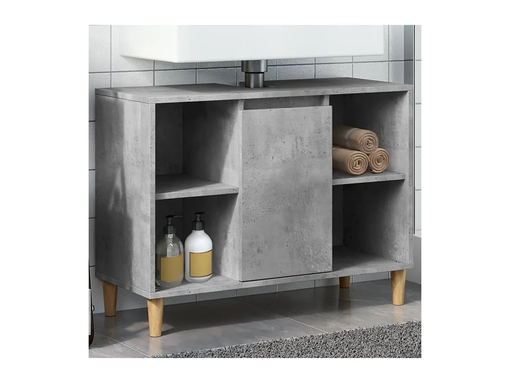 Armadietto da Bagno Grigio Cemento 80x33x60cm Legno Multistrato