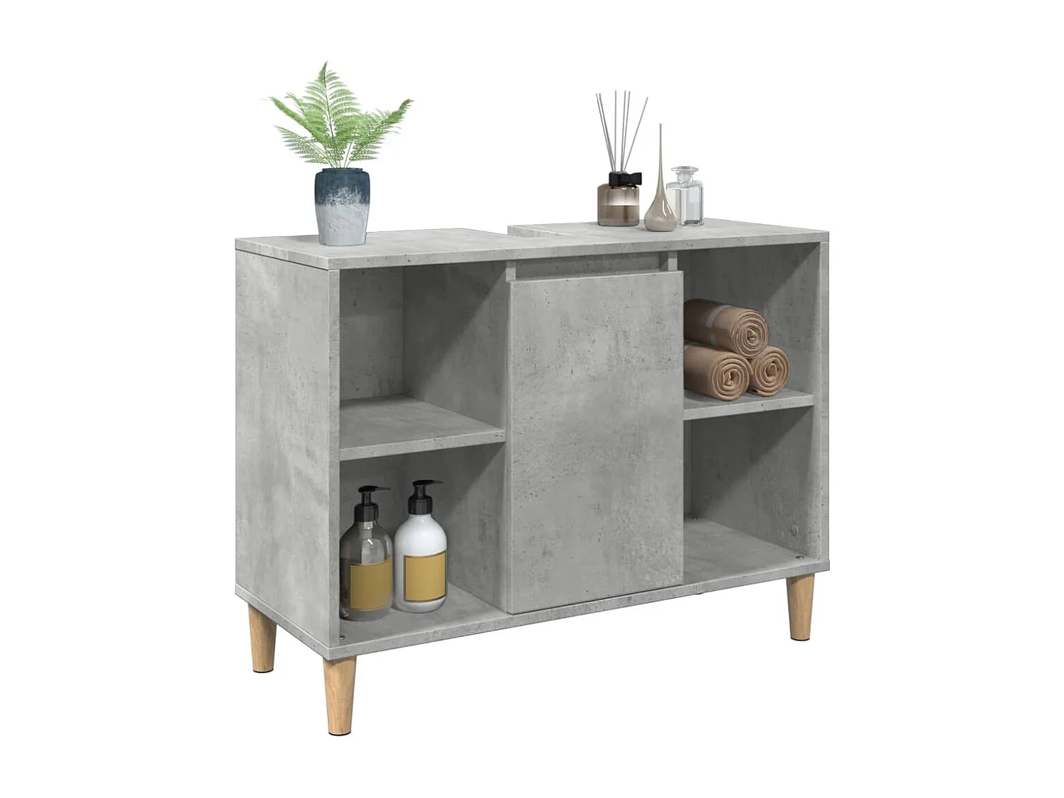 Armoire salle de bain gris béton 80x33x60cm bois d'ingénierie