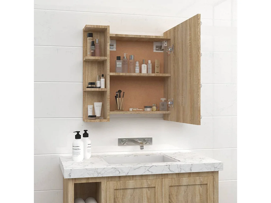 Armoire à miroir avec LED Chêne sonoma 70x16,5x60 cm