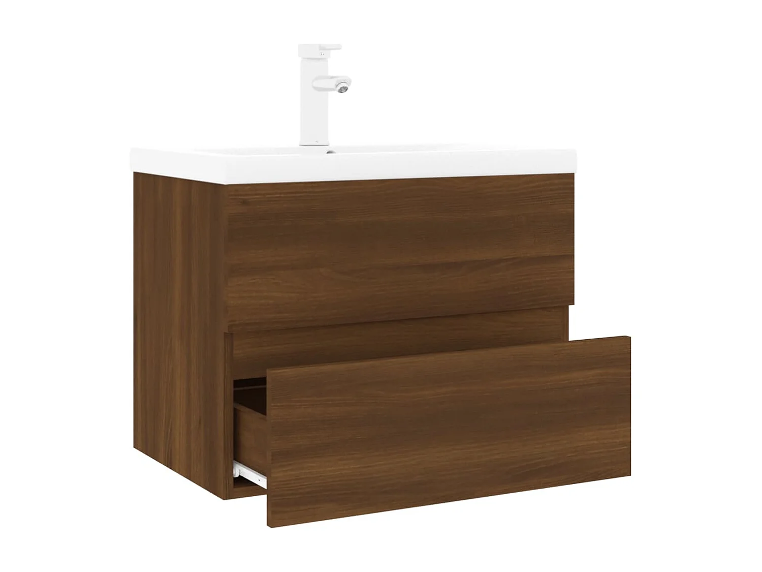 Mobile Bagno Lavabo Integrato Rovere Marrone Legno Multistrato