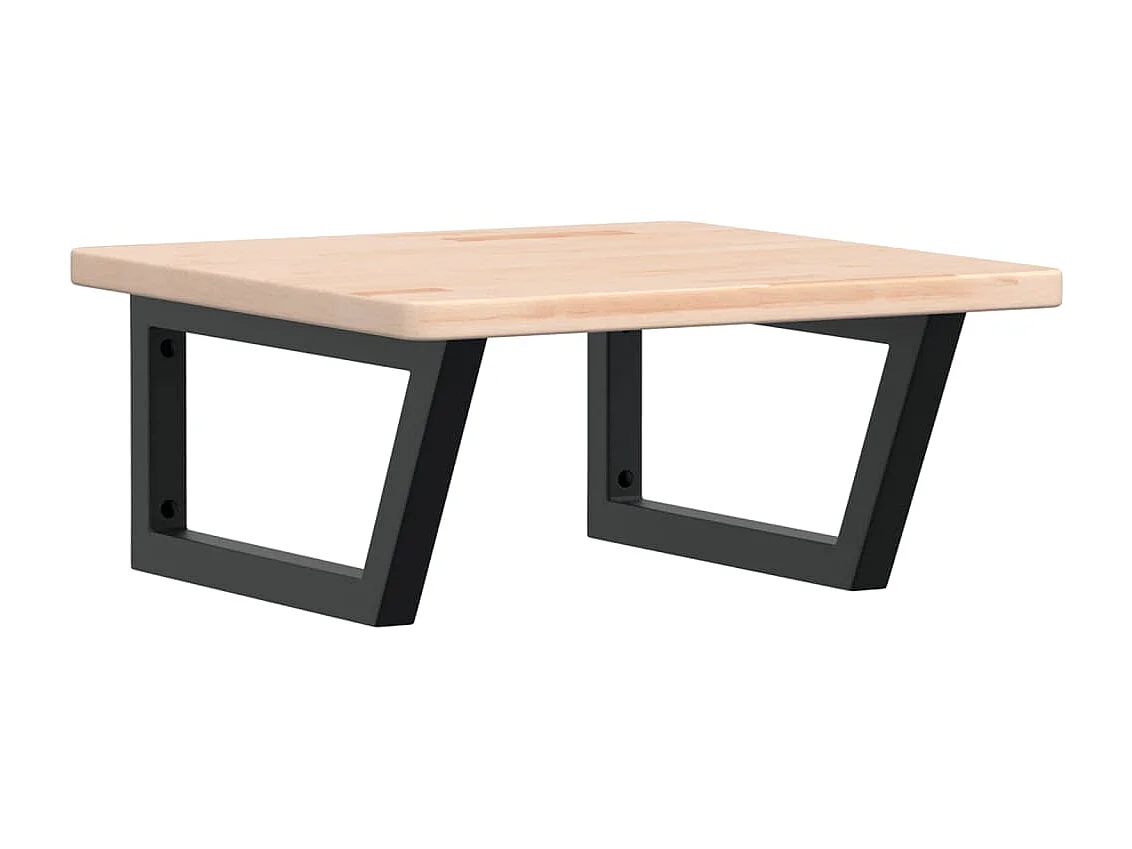 Waschtischplatte mit Halterung Stahl und Massivholz Eiche