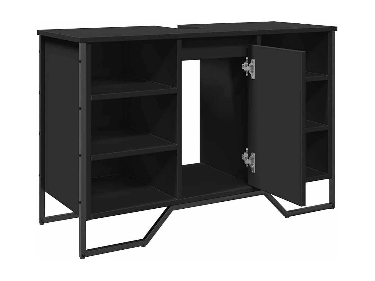 Mueble lavabo de baño negro 91x35x60 cm